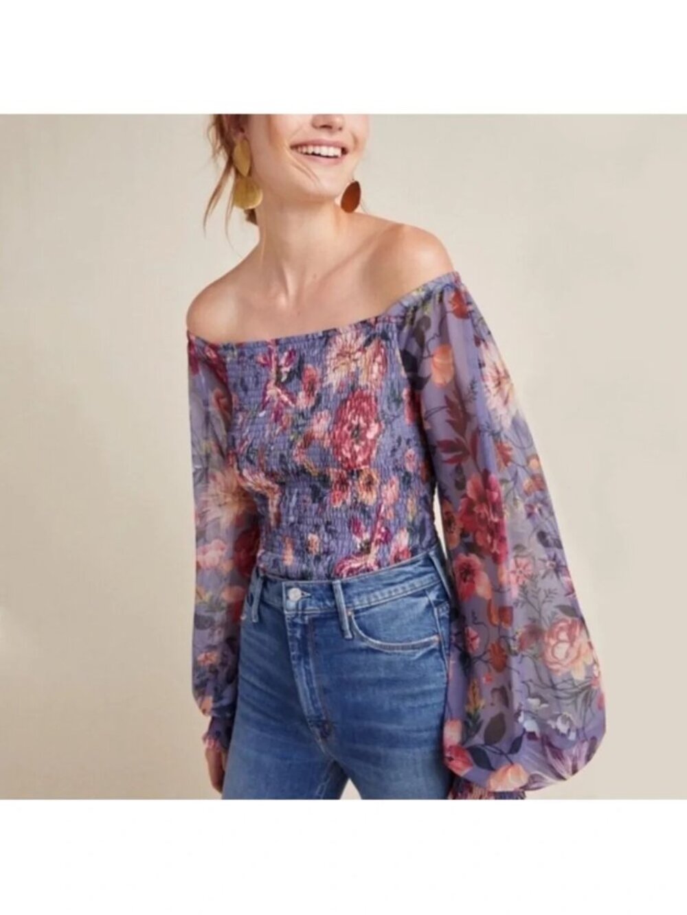 Anthropologie Floral Rouen Top